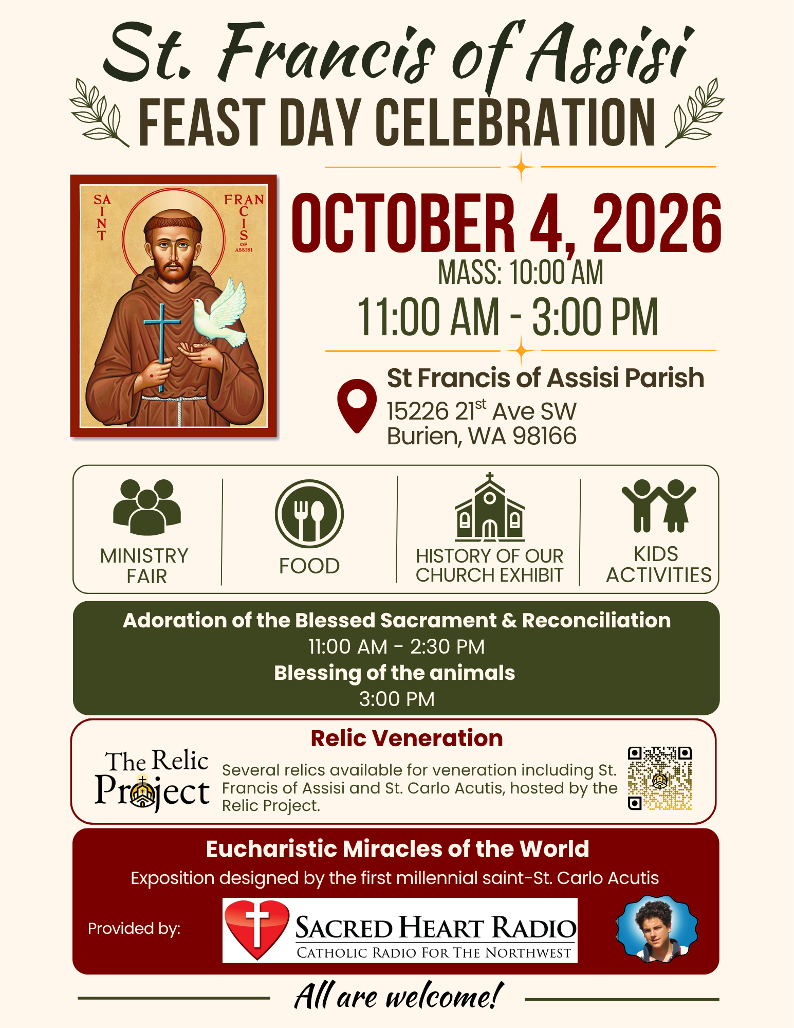 Join Us for the Feast of St. Francis of Assisi in Burien