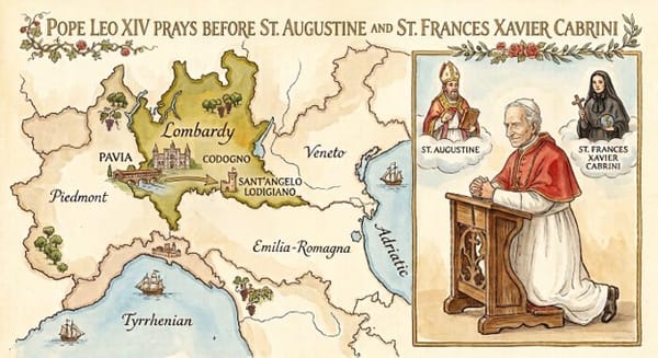 Pope Leo in Lombardy, near Milan. Image credit: Graphic generated by Gemini AI.